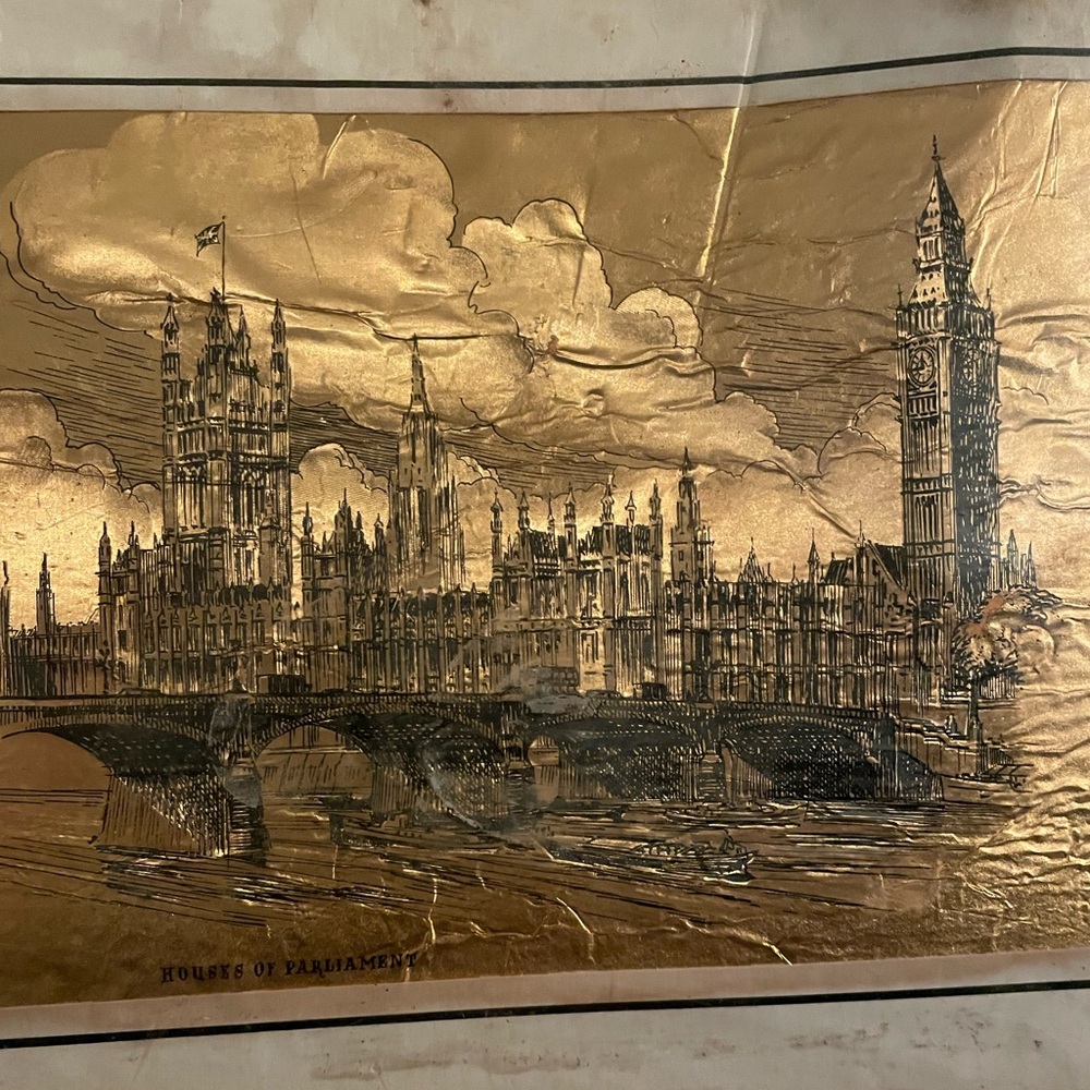 Vintage English metal etching
